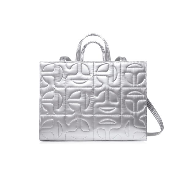 Quilted Large Shopper - Silver