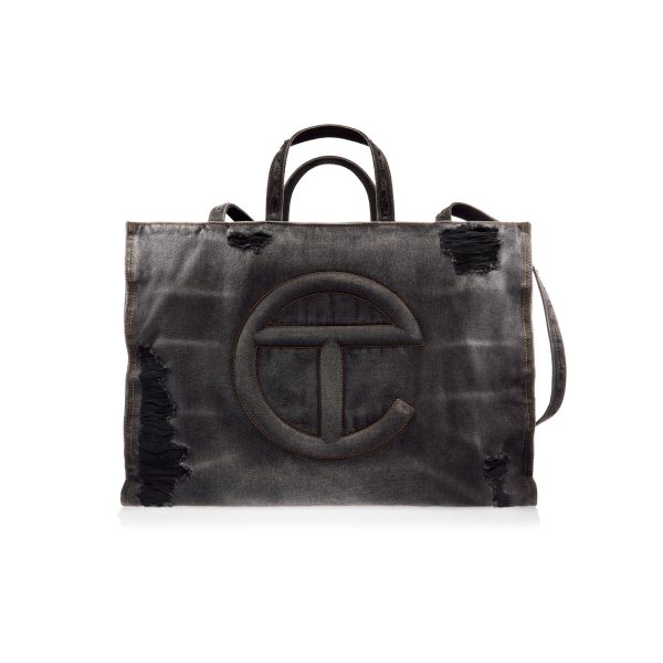 Large Denim Shopper - Distressed Black