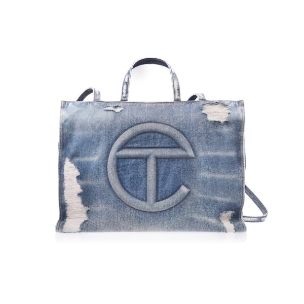 Large Denim Shopper - Distressed Blue