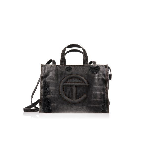 Medium Denim Shopper - Distressed Black