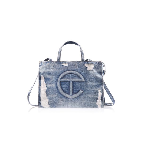 Medium Denim Shopper - Distressed Blue