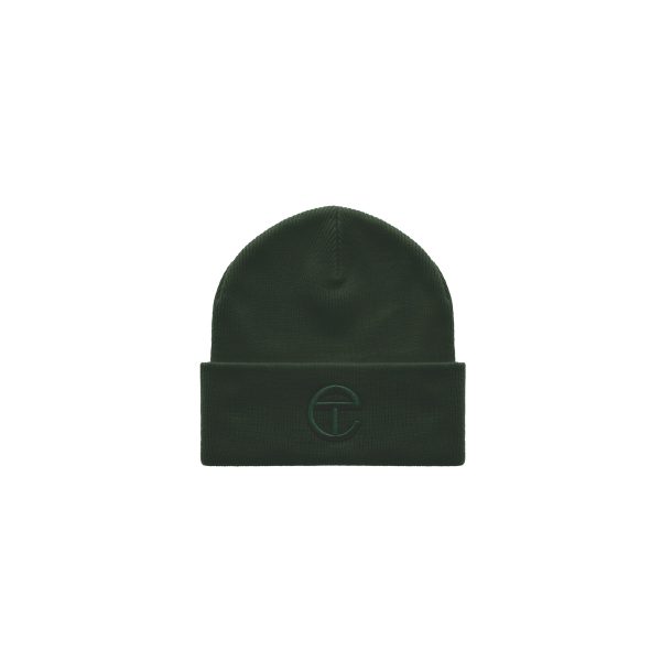 Embroidered Beanie - Dark Olive