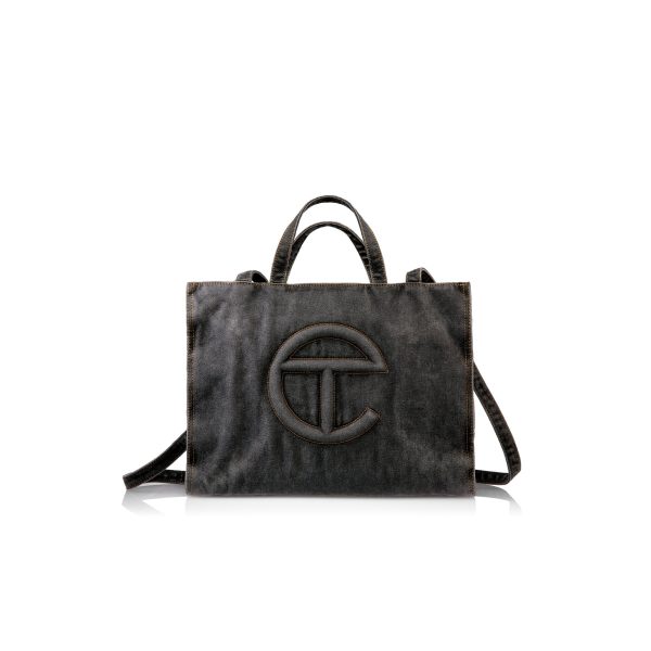 Medium Denim Shopper - Black