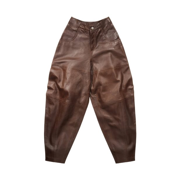 Baggy Leather Pant - Chocolate