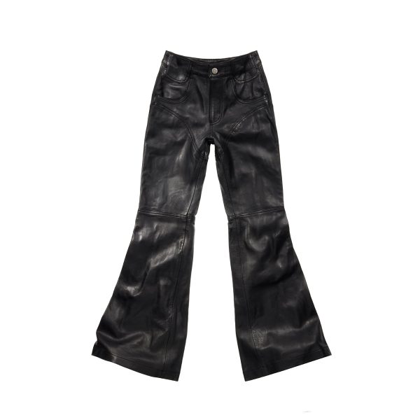 Bell Bottom Leather Pant - Black