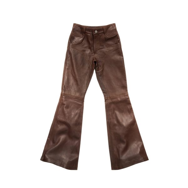 Bell Bottom Leather Pant - Chocolate
