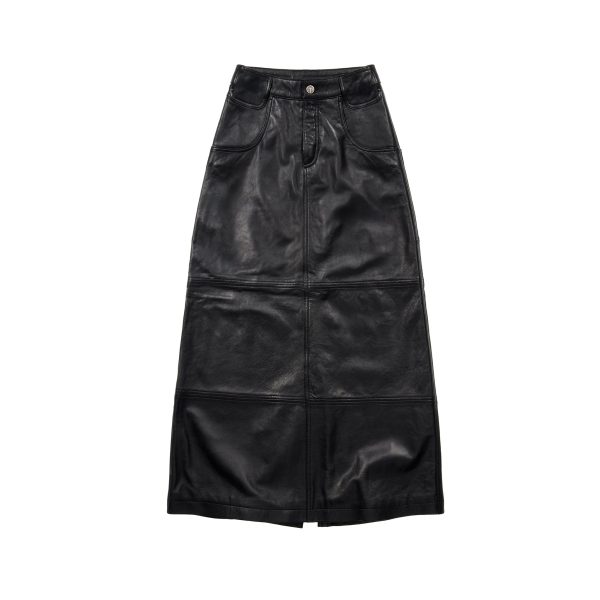 Long Leather Skirt - Black