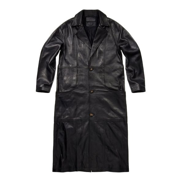 Long Leather Trench - Black