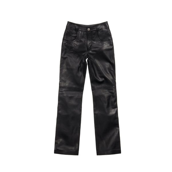 Straight Leg Leather Pant - Black