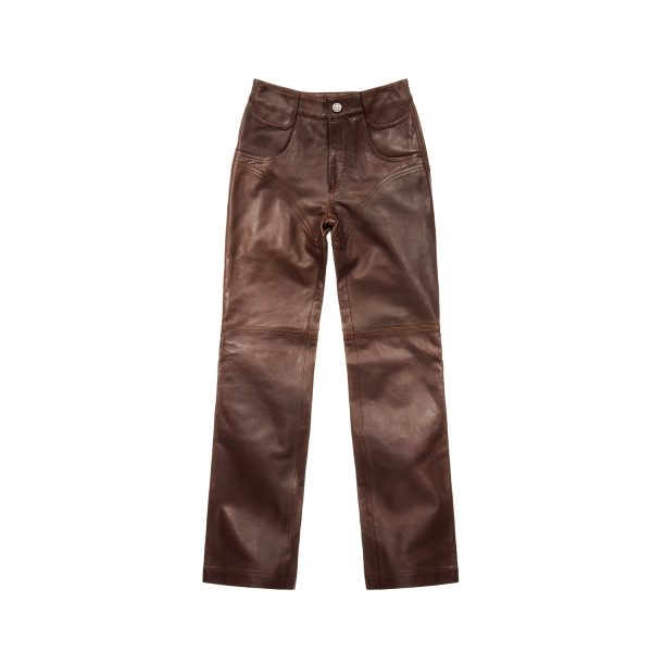 Straight Leg Leather Pant - Chocolate